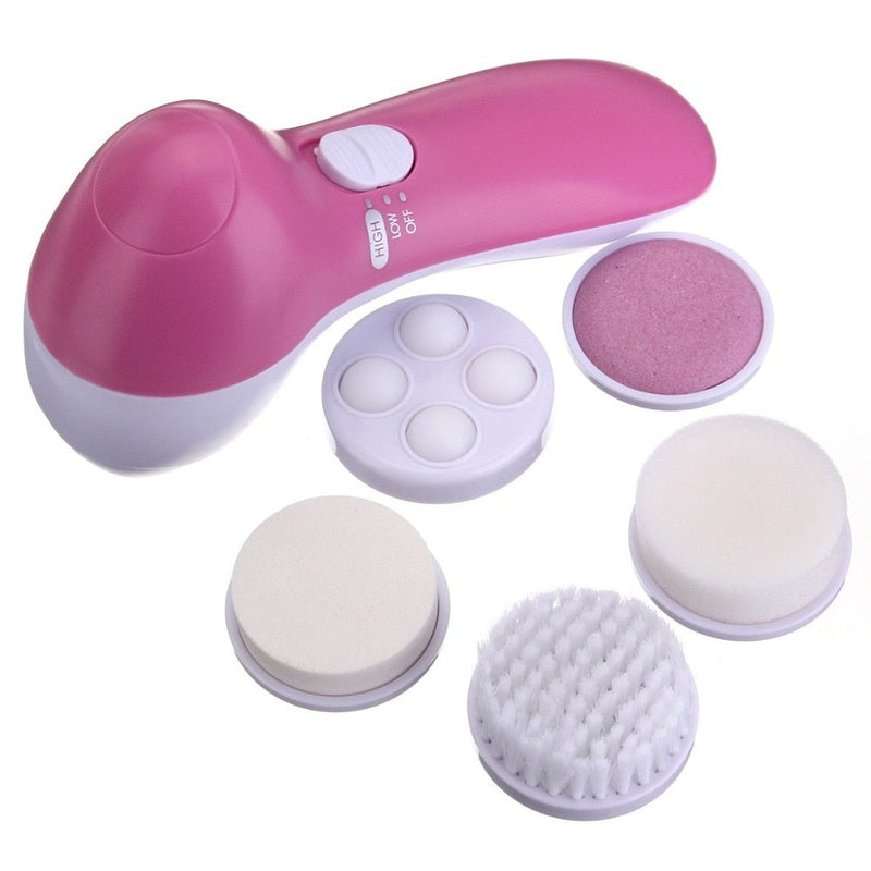 Limpador Massageador Facial Elétrico 5 em 1 ®DermaFace  (Limpa, esfolia, massageia, Rejuvenesce)